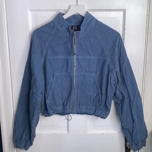 Urban Outfitters BDG Women’s Corduroy Crop Blue Hooded Jacket NEW W-191 Sz L